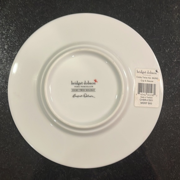 Cocky Twos Holiday Cup & Saucer - Bridget Dobson - Set of 4 - Picture 12 of 13